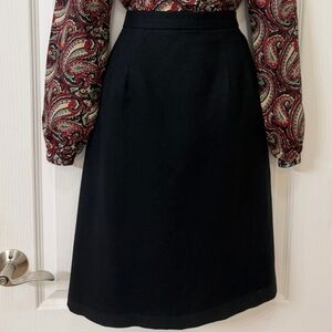VTG 80s 90s Worthington Classic Black Wool A Line Pencil Skirt, Size 10P